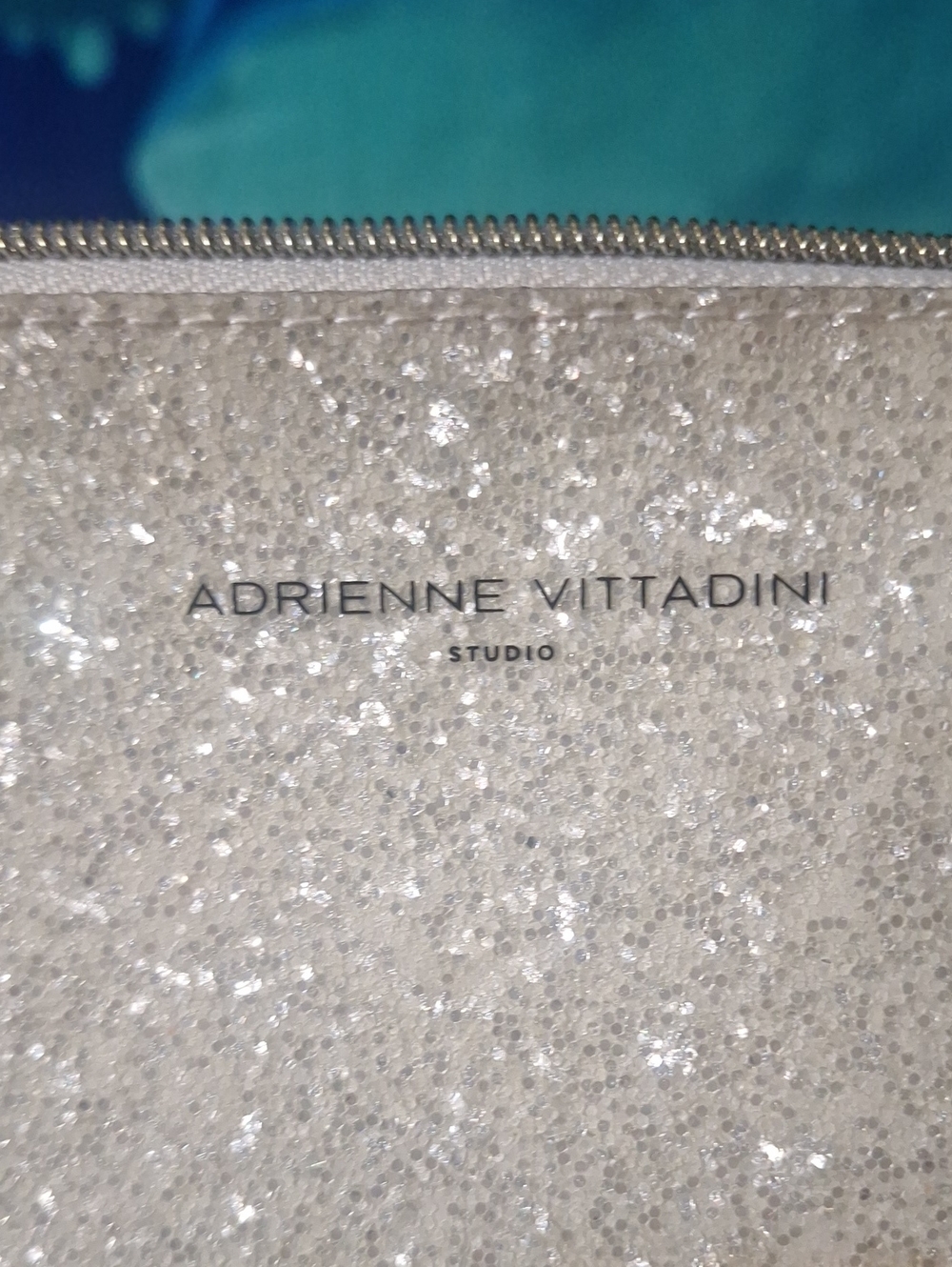 Adrienne Vittadini Glitter Cosmetic Pouch - Silver